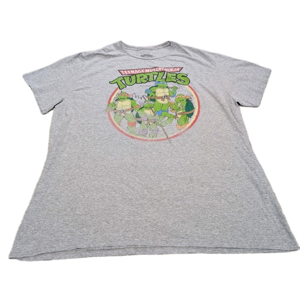 Mens Nickelodeon Teenage Mutant Ninja Turtles TMNT Graphic T-Shirt Gray Size 2XL